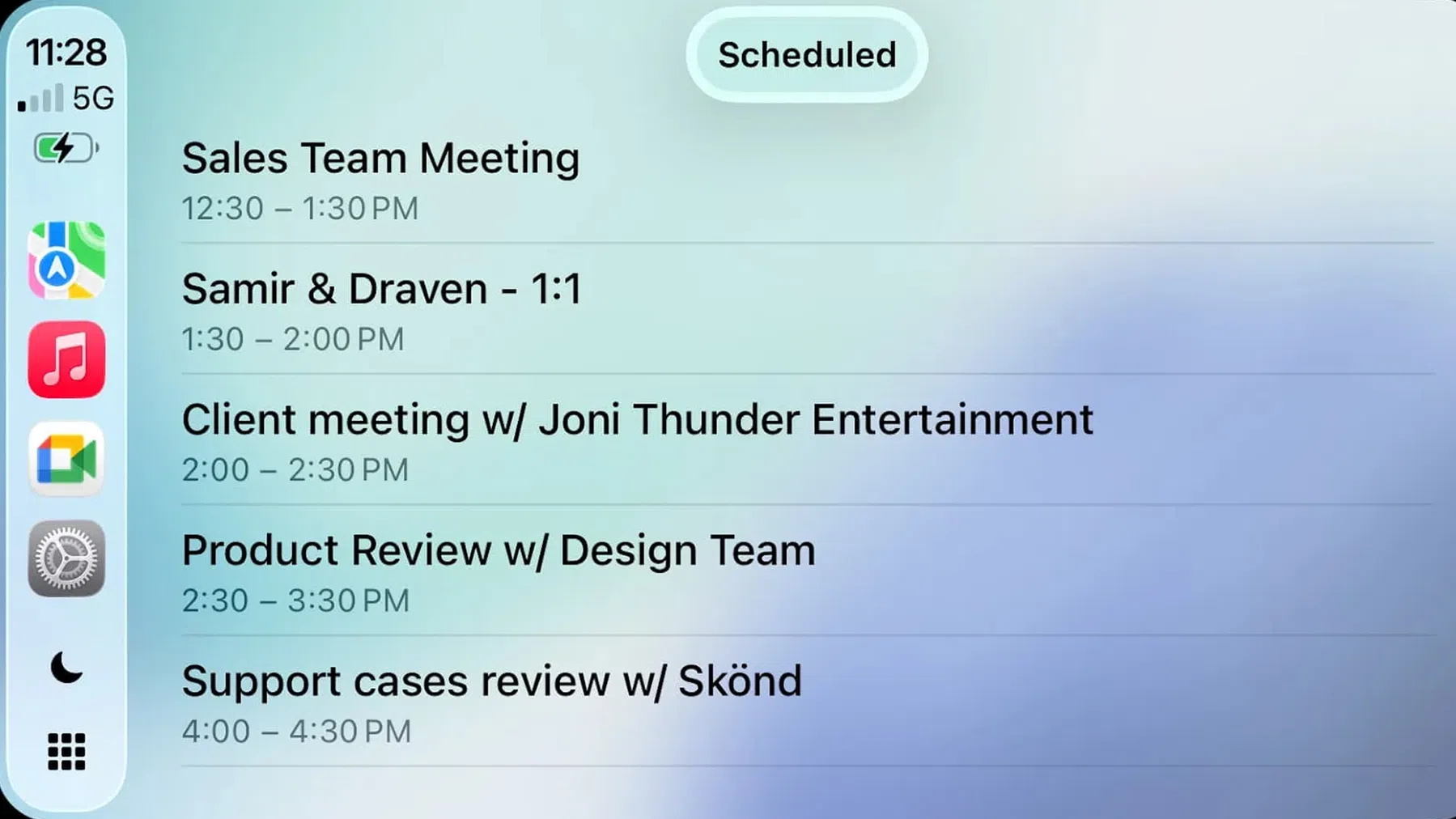 CarPlay Google Meet schedule